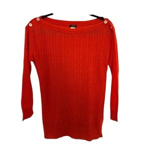 J. Crew 100% linen cable knit sweater with button accents summer coastal preppy